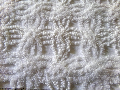 Vintage Chenille Fabric Material, 14.5" x 23" inch Piece, Elaborate Needletufting in Wedding Ring Pattern