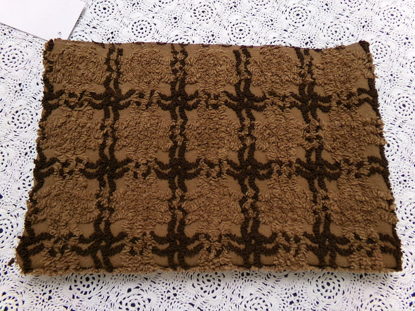 vintage chenille bedspread fabric tonal chocolate cake 14.5x22" piece