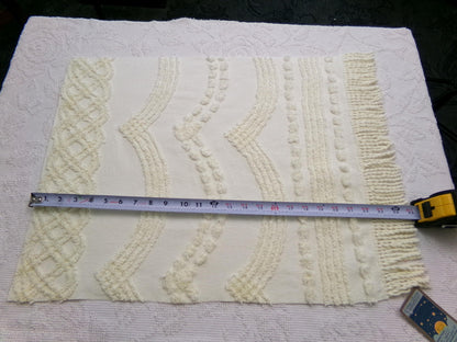 Elegant Vintage Chenille Fabric, Timeless Needletuft Design w/ Fringe Edge, 18" x 21.5" Piece Craft & Quilt Material