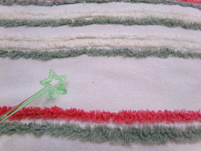 Vintage Chenille Fabric, Rustic Christmas Plaid in Muted Red, Green & Cream, Nice for Shabby Chic Holiday Quilts, 22" x 25" Cut Piece