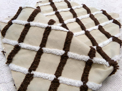 crosshatch vintage chenille fabric in mocha, chocolate brown & white, 18" x 27" piece