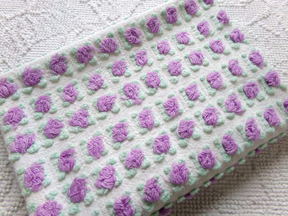 rosebud vintage chenille fabric: Morgan Jones amethyst purple roses 18" x 25" cut piece
