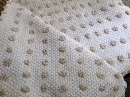 Sand Dune Vintage Chenille Fabric, Cute Dots on a Woven Sandy Brown & White Bkgd, 18" x 24" Inch Piece, Neutral Color