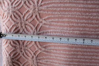 Beautiful Rosy Vintage Chenille Fabric Piece, 24" x 25" inches, Old Fashioned Wedding Rings & Cathedral Stripes
