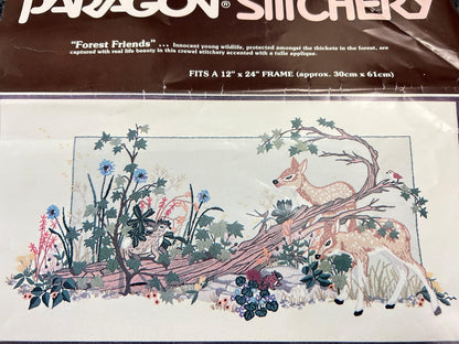 FOREST FRIENDS Crewel Stitchery Kit Woodland Vintage Paragon 0505 Embroidery