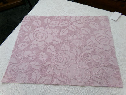 Dusty Rose Vintage Hobnail Chenille Fabric Piece Cabbage Rose Reversible Shadow Design 18x24"