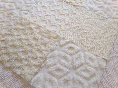 contemporary neutrals vintage chenille fabric squares, set of 16 natural 6" blocks for crafts, sewing