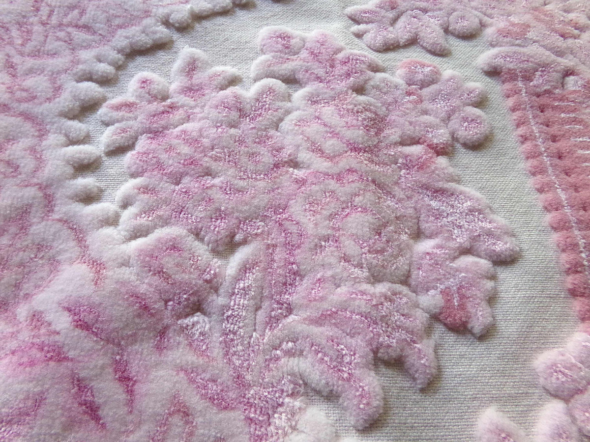 Luxury Pink Vintage Cut Velvet Fabric, Bates Tapestry Chenille, 16x24" Piece