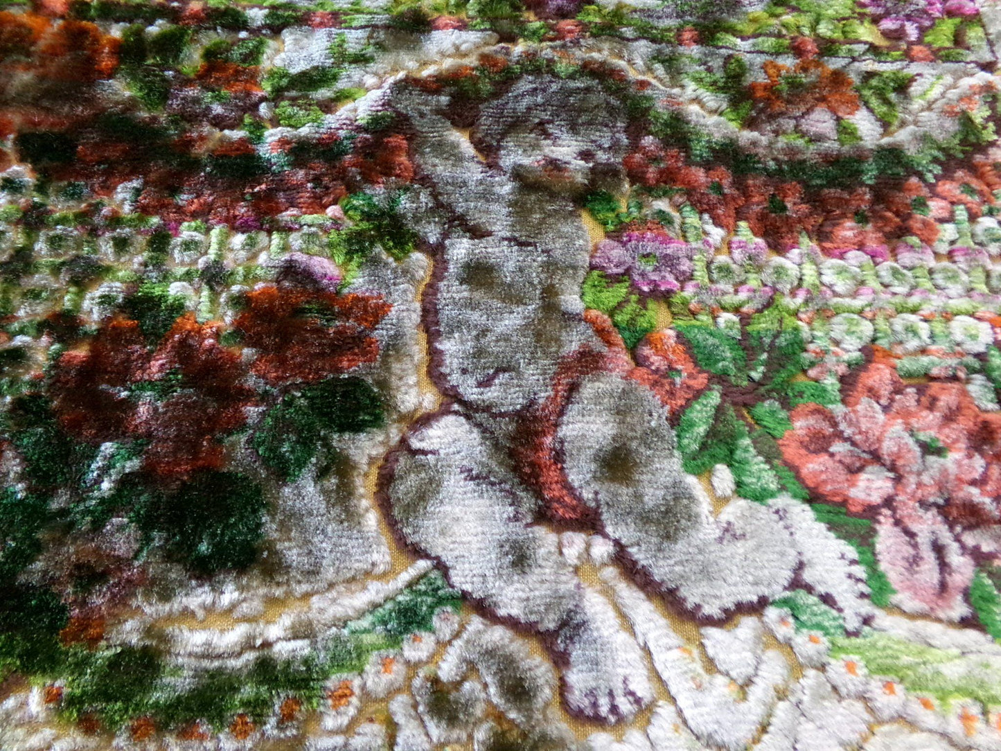 Shadow Cherub Vintage Cut Velvet Fabric Tapestry Piece 18x23.5"