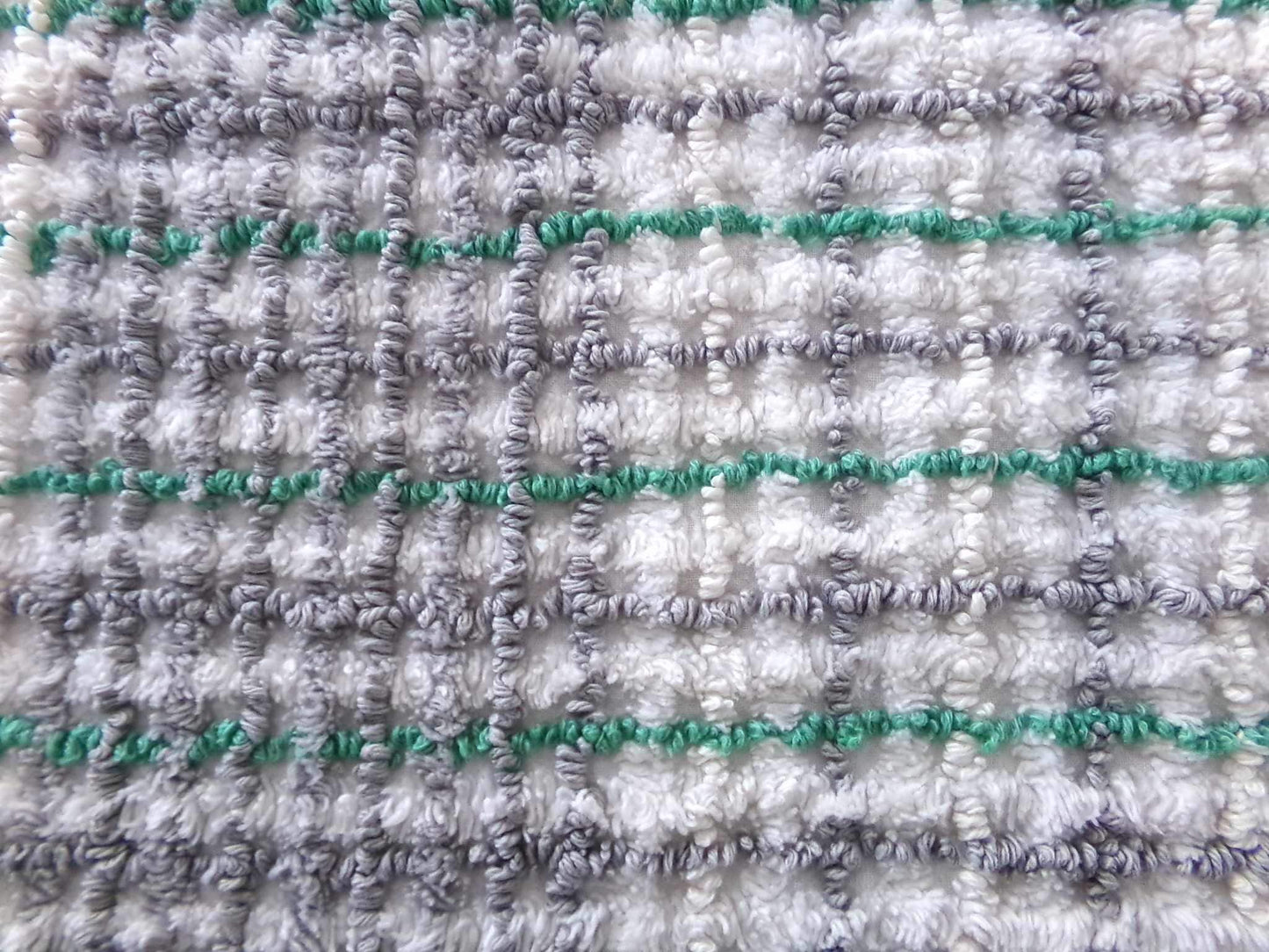 Plaid Vintage Chenille Fabric, Kelly Green & Dove Grey, 17" x 24" inch Piece for Sewing, Crafts, Quilting
