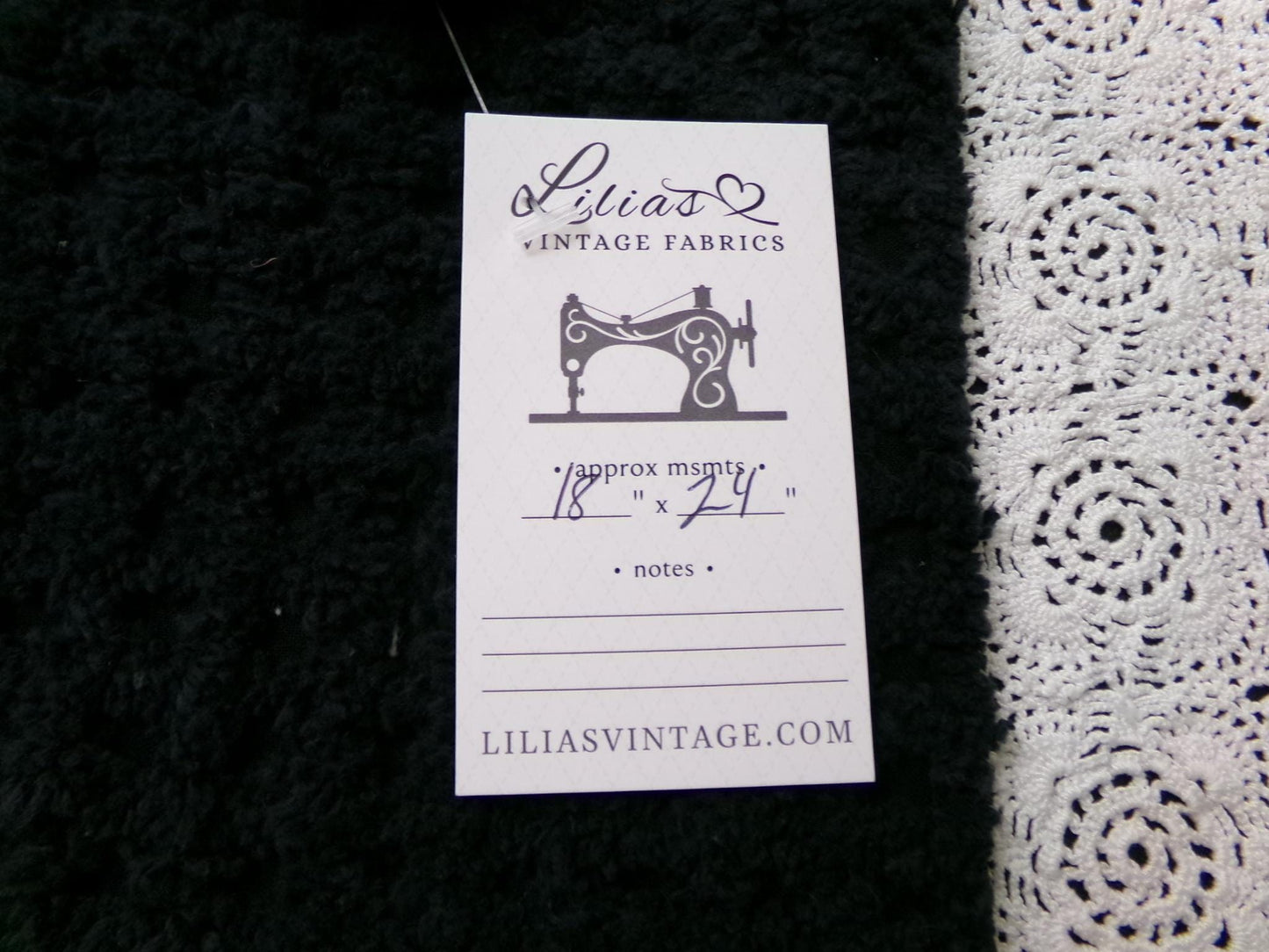 Black Vintage Chenille Fabric 18x24" Plush Waffle Grid Quilt Material