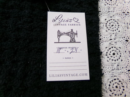 Black Vintage Chenille Fabric 18x24" Plush Waffle Grid Quilt Material