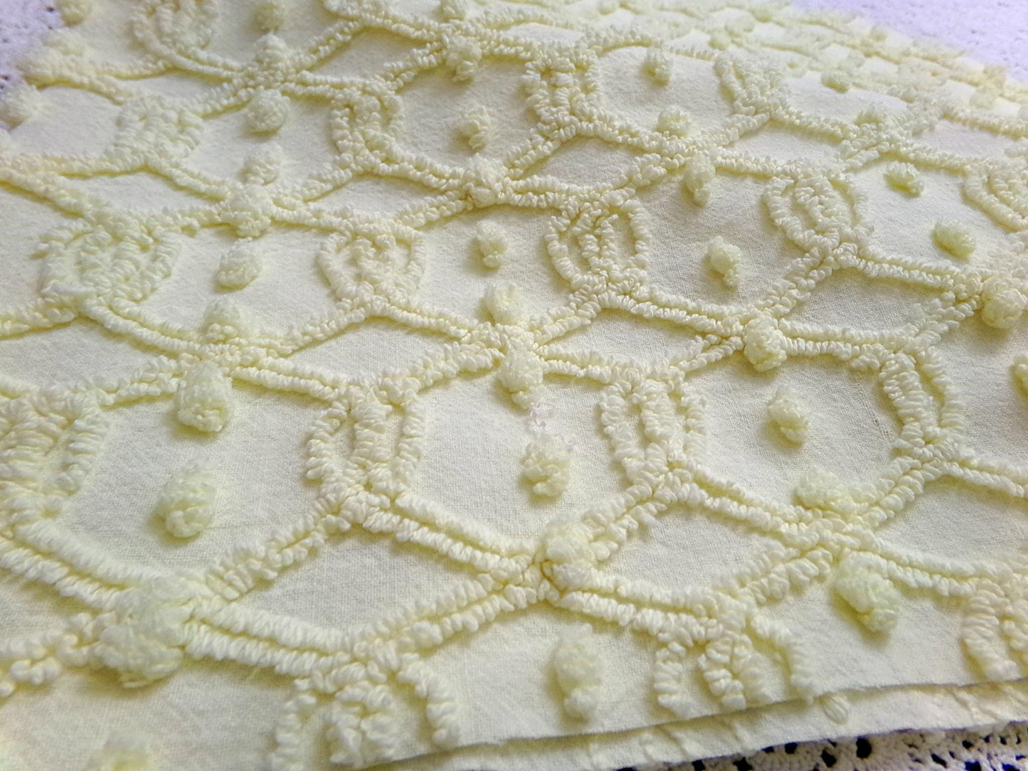 Infinity Links Vintage Chenille Bedspread Fabric 18x24" Yellow Pops Quilting Material