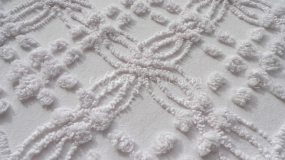 Farmhouse White Vintage Chenille Fabric Piece, 20" x 24" inches, Versatile & Neutral in Quilts and Pillows