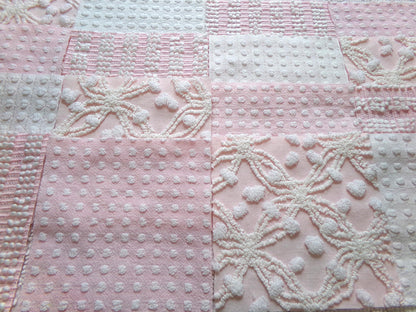 peaceful pinks vintage 6" chenille fabric squares, set of 17 vintage cottage chic quilt blocks for quilting, sewing & crafts