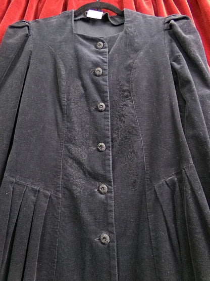 Vintage Laura Ashley Corduroy Dress Black Steampunk Victorian England Gothic Style 8