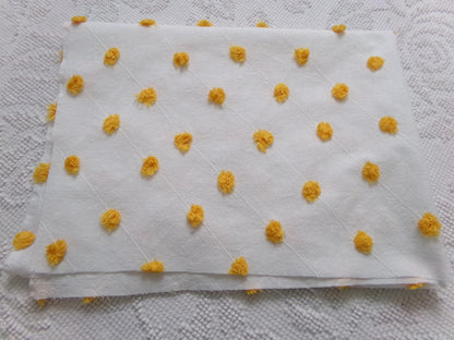 Little Golden Dots Vintage Chenille Fabric, tufted pops lightweight sewing craft quilt material, 18" x 24" piece