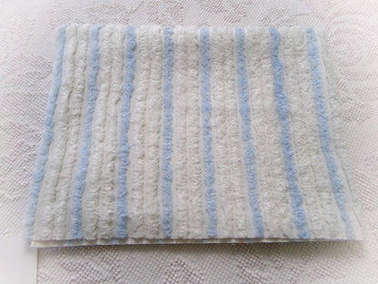 simple blue & white striped vintage chenille bedspread fabric, versatile sewing material 17" x 24"