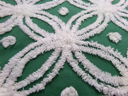 Evergreen Vintage Chenille Fabric, White Wedding Rings & Dots, 20x27" Piece