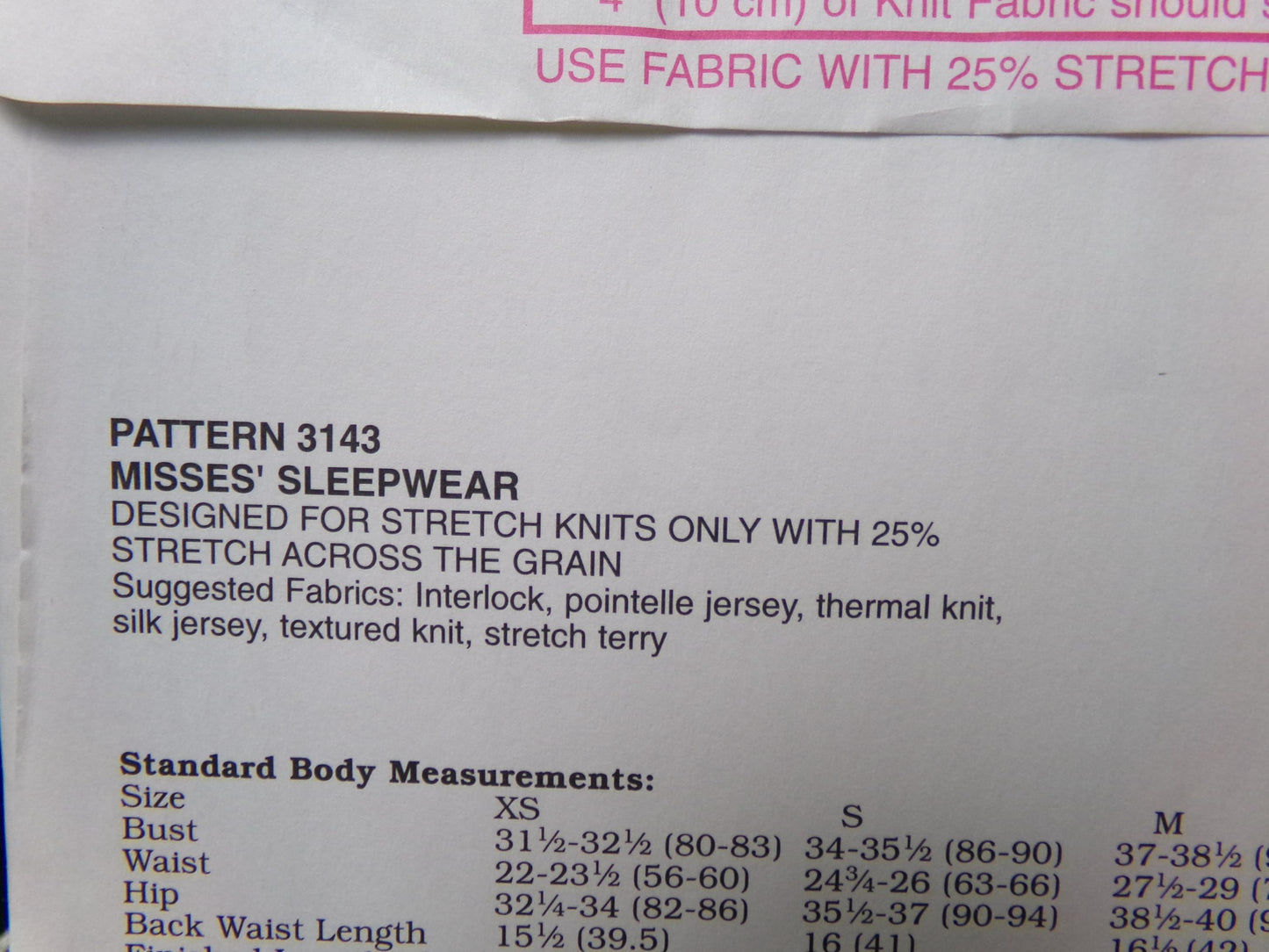 Vintage Kwik Sew 3143 Sewing Pattern, Misses Sleepwear Pajama Shorts, Capri Pants, Camisole, Size XS-XL