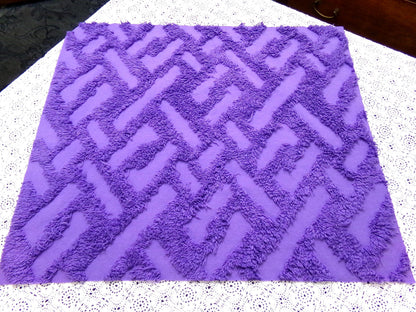 Vintage Royal Purple Chenille Fabric 18 x 24" Labyrinth Maze Geometric Boho Quilt Sewing Material