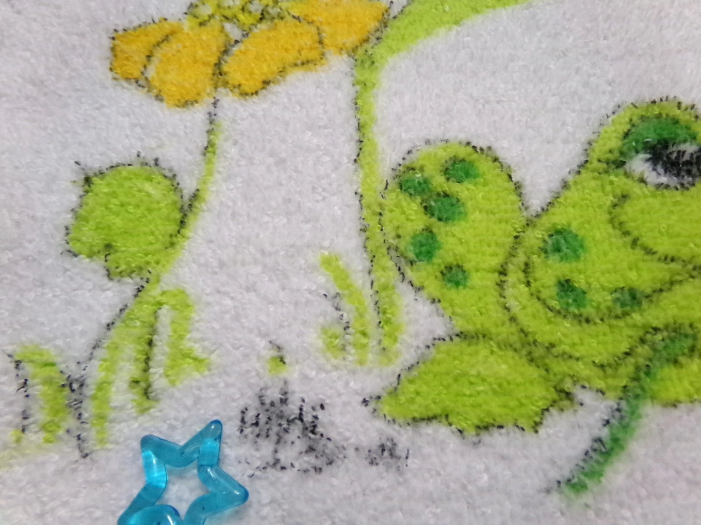 Vintage Frog Towel 1970s Boho Cannon Kitchen Hand Terry Towel 14X24" w/ Fringe