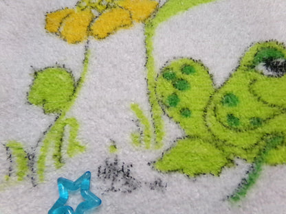 Vintage Frog Towel 1970s Boho Cannon Kitchen Hand Terry Towel 14X24" w/ Fringe