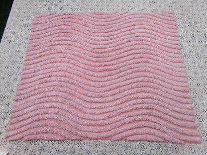 cotton candy pink vintage chenille bedspread fabric ultra plush ripple tufts 19" x 22"