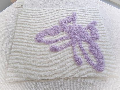 lilac butterfly vintage style chenille fabric, 19" x 15" piece of cotton sewing material, upcycle into pillows, quilts