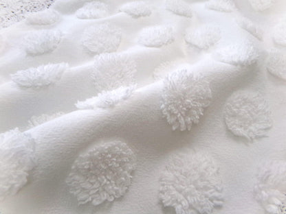 Simple Coin Pops Vintage Style Chenille Fabric Big White Dots 18x24" Quilt Material