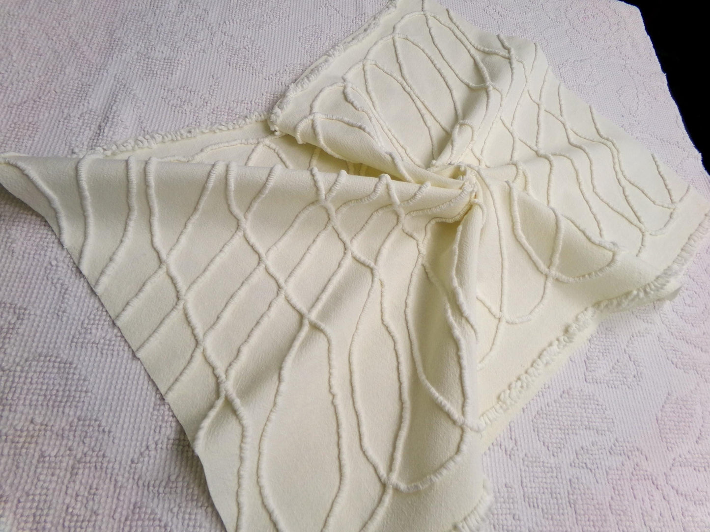 Dimensional Illusion Vintage Chenille Fabric, Fascinating Design, 18" x 25" piece