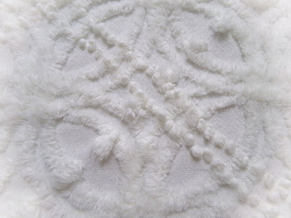 Vintage White Chenille Fabric Piece Pearl Pops 18 x 24" Quilt Craft Sewing Material