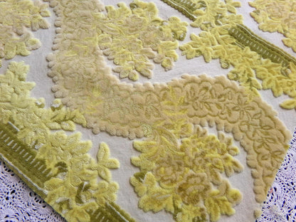 Luxury Cut Velvet Fabric, Bates Vintage Tapestry Chenille Piece, Golden Glow Earthtones, 20" x 22" Inches, Nice in Small Bags, Pillows