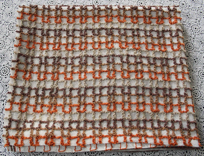 best boho colors vintage chenille fabric, fun pattern for small totes & bags, 20" x 24" inch piece, orange, mocha, chocolate, sand colors