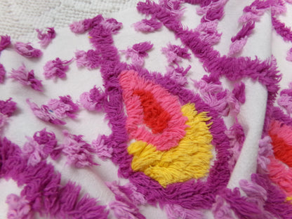 bold dimensional peacock feathers vintage chenille bedspread fabric 20" x 20"