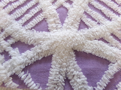 Spring Lavender Vintage Chenille Fabric, white geometric design, sewing craft quilt material, 22" x 25" piece