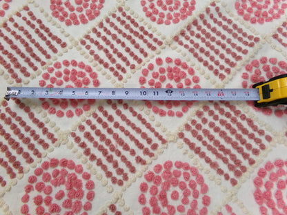 Rose Pink Diamond Pops Vintage Chenille Fabric 20 x 24" Shabby Sewing Quilt Material