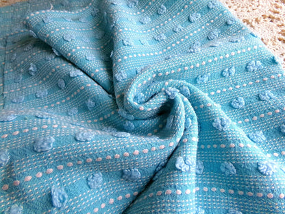 Vintage Chenille Fabric, Cute Woven Dot Dash Design, 24" x 18" inch piece, Great Quilt Material