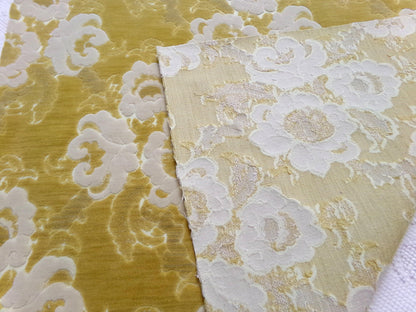 Luxury Vintage Cut Velvet Fabric, Boho Golden Rose Bates Chenille, Ideal in Totes & Bags, 20" x 24"