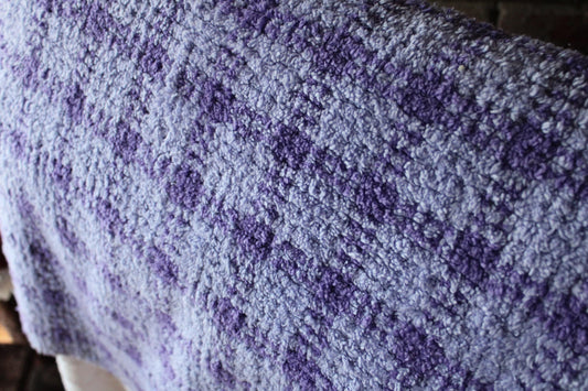 Soft Cozy Plush Plaid Chenille Fabric, Vintage Style Two Tone Color, 18" x 24" inch Piece