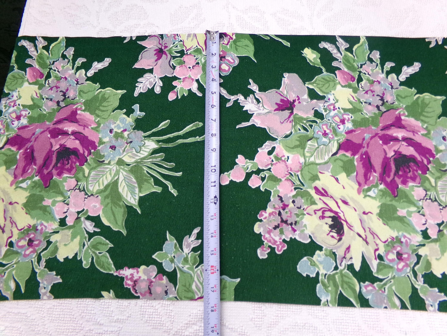 Vintage Waverly Rose Caprice Fabric Green Floral Barkcloth Style 17x35"