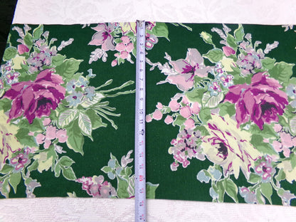 Vintage Waverly Rose Caprice Fabric Green Floral Barkcloth Style 17x35"