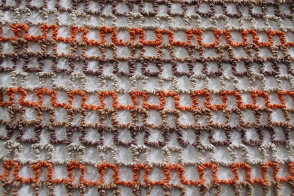 best boho colors vintage chenille fabric, fun pattern for small totes & bags, 20" x 24" inch piece, orange, mocha, chocolate, sand colors