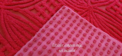 Vintage Chenille Bedspread Fabric Cherry Red Craft & Sewing Material 18" x 25"