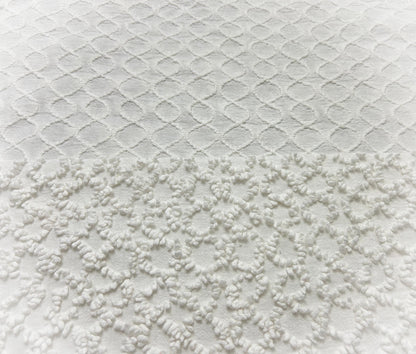 Vintage White Chenille Fabric, Chained Eternity Links, 19x25" Quilting Textile