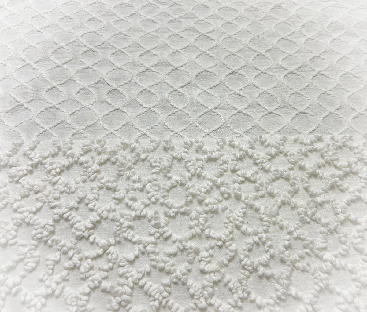 White Vintage Chenille Fabric, Eternity Link Chains, 22x34" Quilt Textile