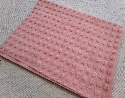 pink vintage chenille fabric w/ nubby texturized pops, 18" x 24" piece