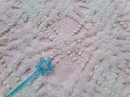 luxury pink vintage chenille fabric, 17x26" pc heavily tufted celestial snowflake spoke design