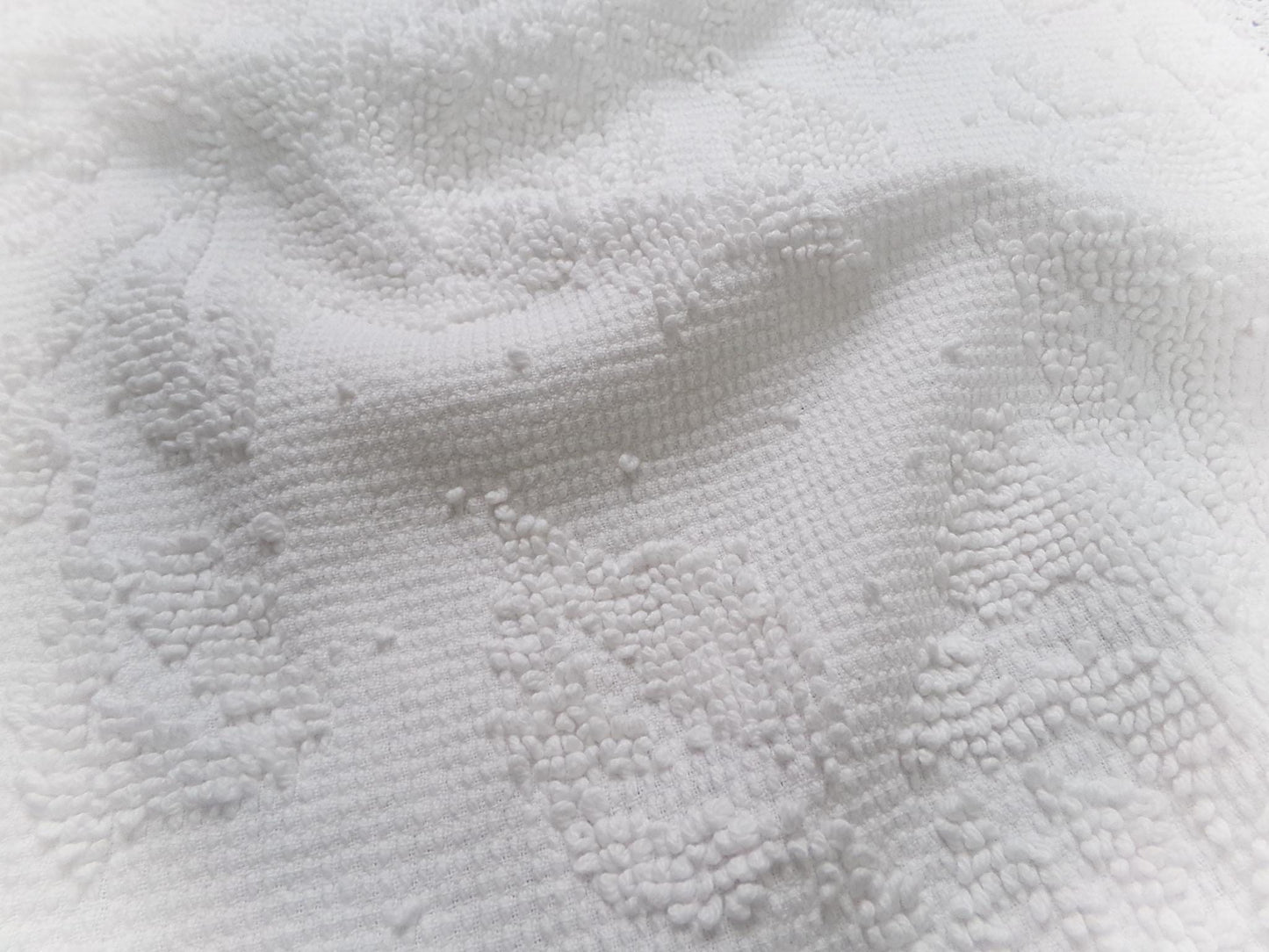 White Vintage Chenille Bedspread Fabric Hobnail Rose Dots 15x22"