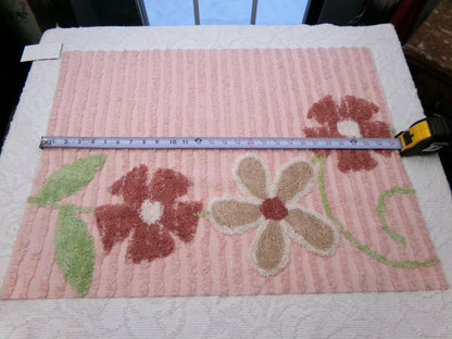 Vintage Chenille Bedspread Fabric, Pink Tufted Climbing Florals, 20" x 26" piece